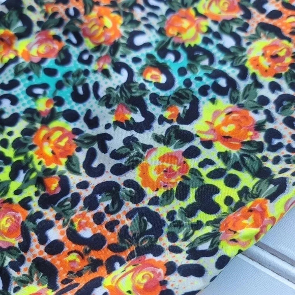 Real Love Girls Floral Lightweight Jogger Pull On Pants Orange Green Sz 14/16 - Picture 5 of 9